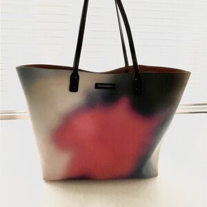 Rebecca Minkoff colorful vinyl tote in pink and blue cloud print